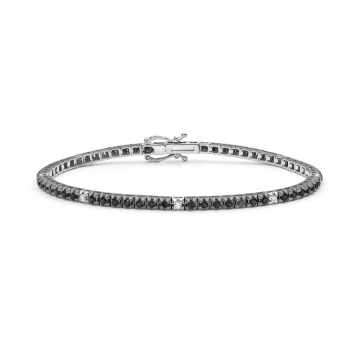 Bracciale tennis diamanti neri e bianchi DFBF9909.007 collezione “Legami” Donna Oro Jewels