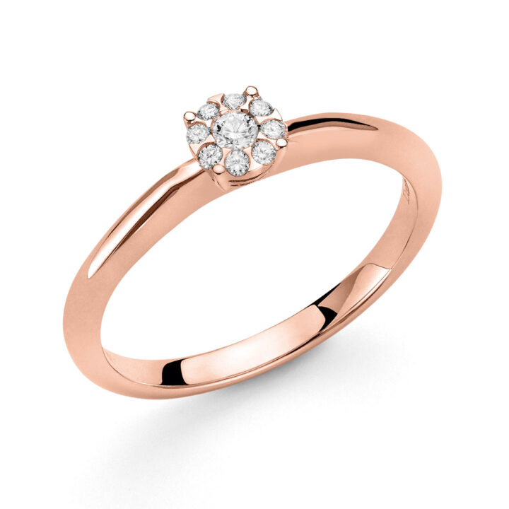 Anello in oro rosa con pavè di diamanti DHAF9570 collezione “Luce” di Donna Oro