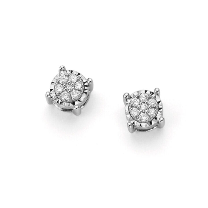 Orecchini in oro bianco punto luce con pavè di diamanti DHOF8502 collezione “Luce” di Donna Oro