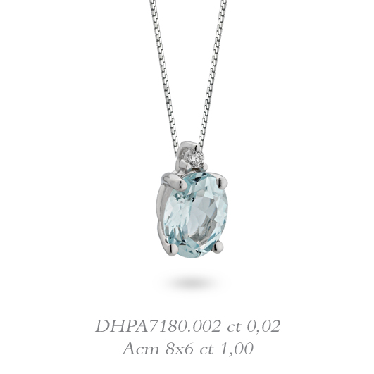 Collana con acqua marina e diamanti DHPA7180.002 collezione "Luce" di Donna Oro