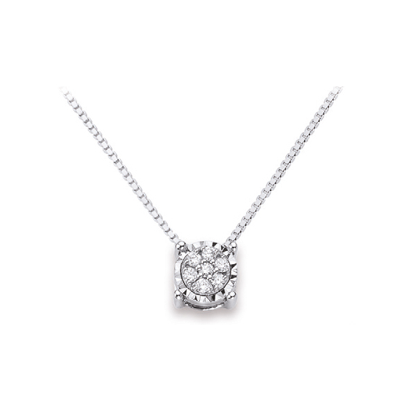 Collana in oro bianco punto luce con pavè di diamanti DHPF8501 collezione “Luce” di Donna Oro