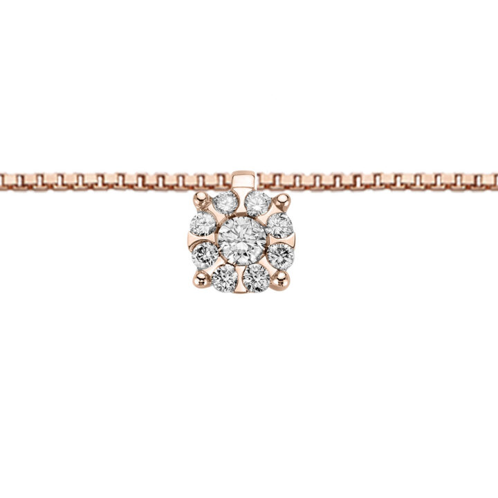 Collana in oro rosa punto luce con pavè di diamanti DHPF9571.005 collezione "Luce" di Donna Oro