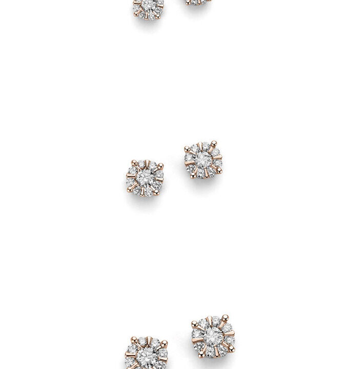 Orecchini in oro rosa punto luce con pavè di diamanti DHPF9572 collezione “Luce” di Donna Oro
