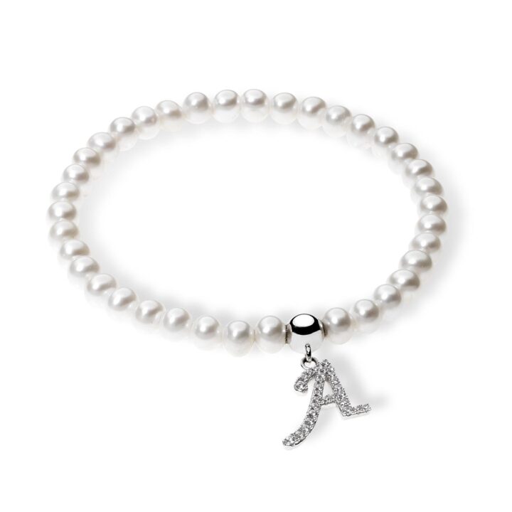 Bracciale Ambrosia perle con iniziale "A"