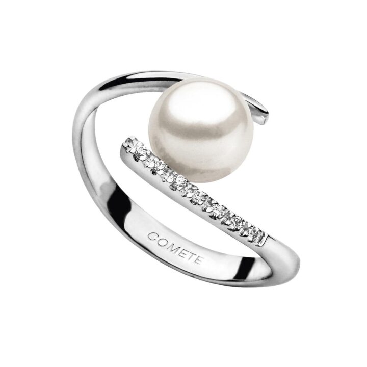 Anello Comete Perla con Diamanti