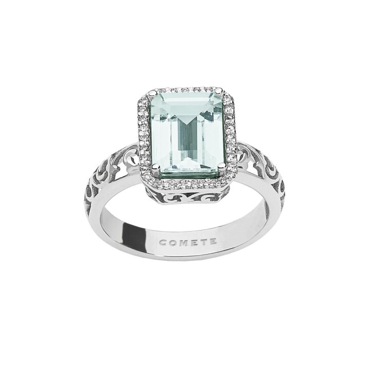 Anello Comete Acquamarina e Diamanti