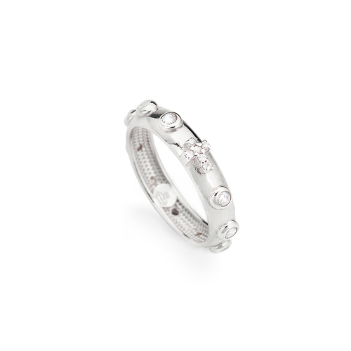 Anello AMEN Rosario con zirconi bianchi