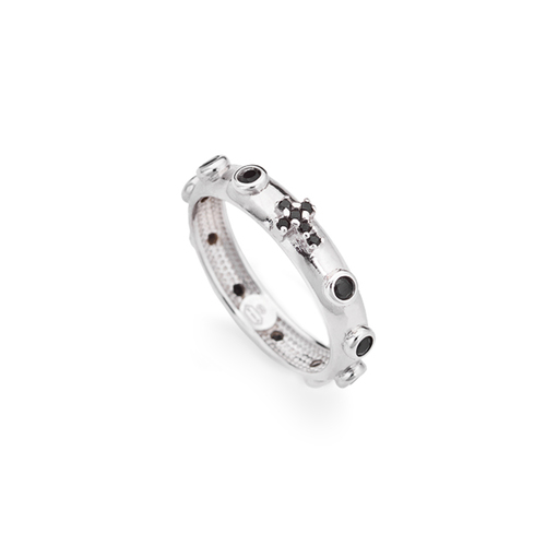 Anello AMEN Rosario con zirconi neri