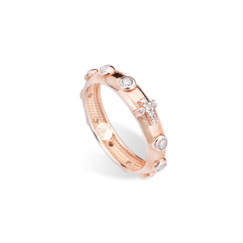 Anello AMEN Rosario rosè con zirconi bianchi