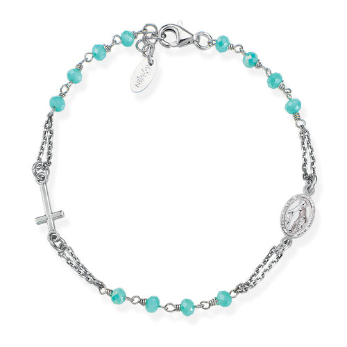 Bracciale AMEN Rosario con cristalli verde acqua