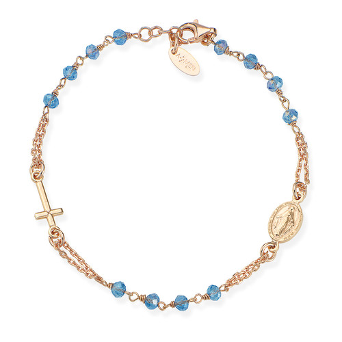 Bracciale AMEN Rosario con cristalli cangianti azzurro