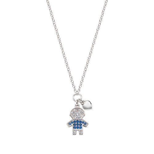 Collana AMEN Bimbo con zirconi bianchi e blu