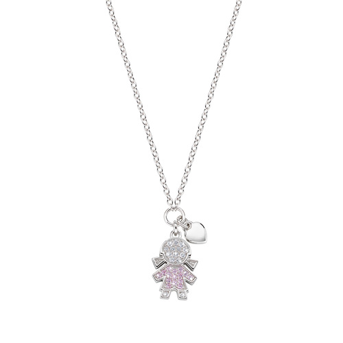 Collana AMEN Bimba con zirconi bianchi e rosa