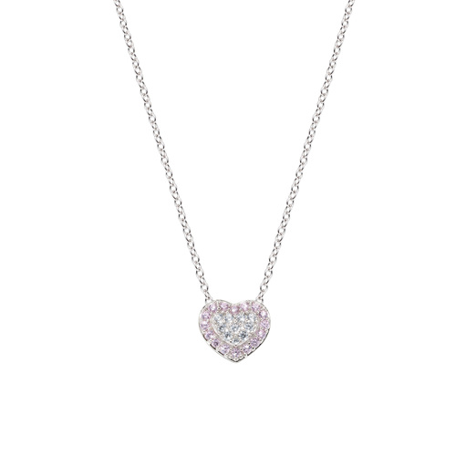 Collana AMEN Cuore con zirconi bianchi e rosa