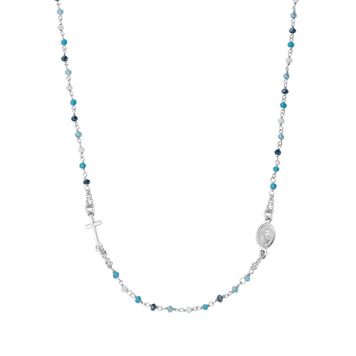 Collana AMEN Rosario con cristalli multicolor azzurri