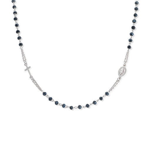 Collana AMEN Rosario con cristalli grigi