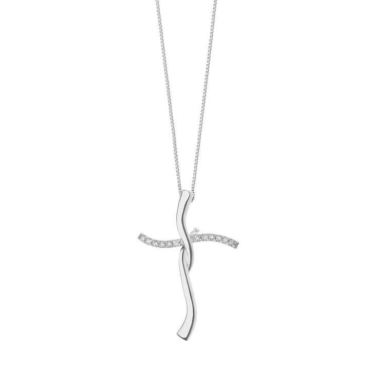 Collana Comete Croce con Diamanti