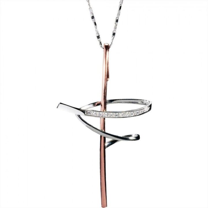 Collana Comete Croce con Diamanti