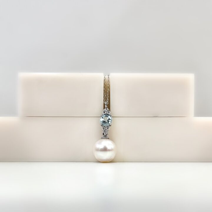 Collana Comete Perla e Acquamarina