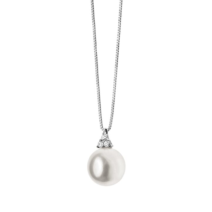 Collana Comete Perla e Diamanti