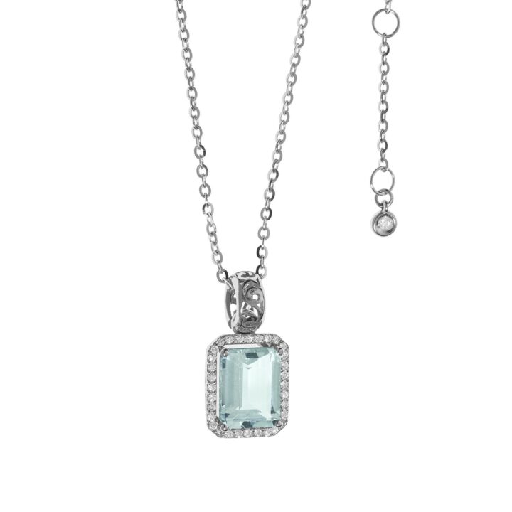 Collana Comete Acquamarina e Diamanti