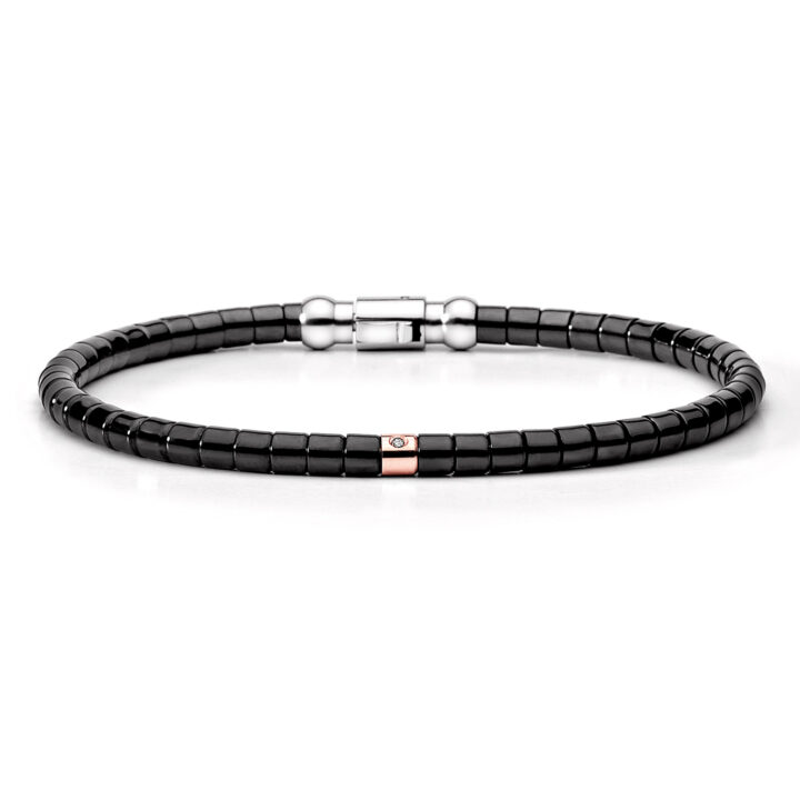 Bracciale Comete in ceramica nera con diamante