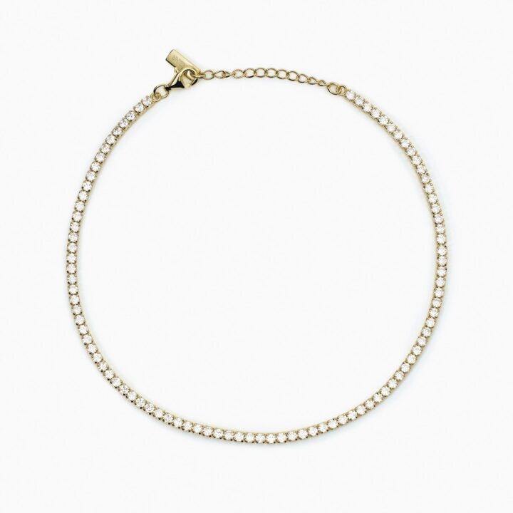 Cavigliera Mabina in argento placcato oro con zirconi bianchi MINI TENNIS