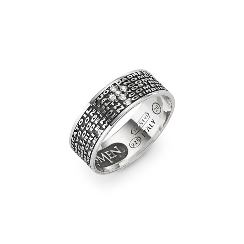 Anello Amen Padre Nostro con croce zirconata