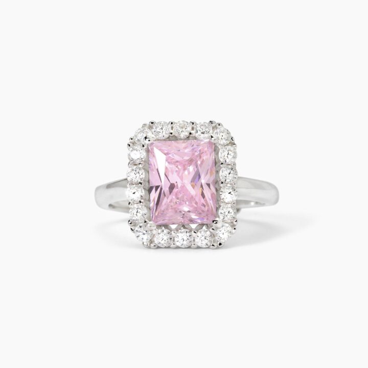 Anello Mabina in argento con zircone rosa DESIDERIO INFINITO