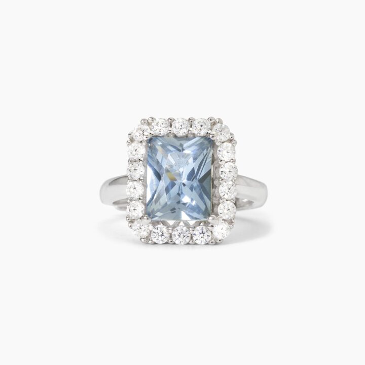 Anello Mabina in argento con acquamarina sintetica DESIDERIO INFINITO
