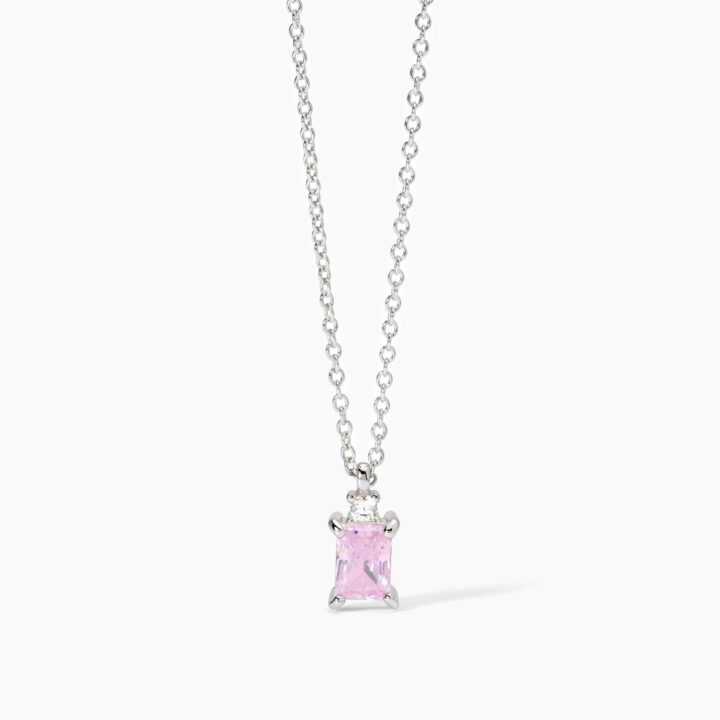 Girocollo Mabina in argento con zircone rosa BATTITO