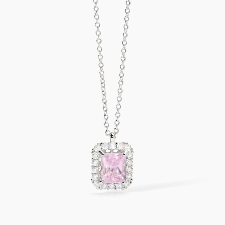 Girocollo Mabina in argento con zircone rosa DESIDERIO INFINITO