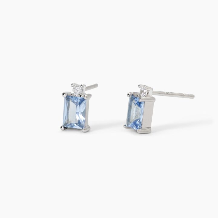 Orecchini Mabina in argento con acquamarina sintetica taglio princess BATTITO