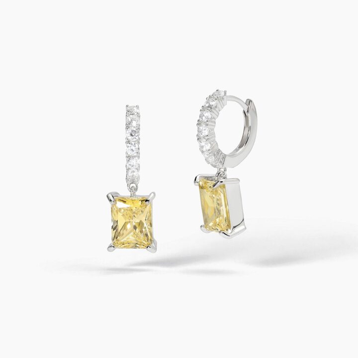 Orecchini Mabina a cerchio con zircone Lemon taglio princess DESIDERIO INFINITO