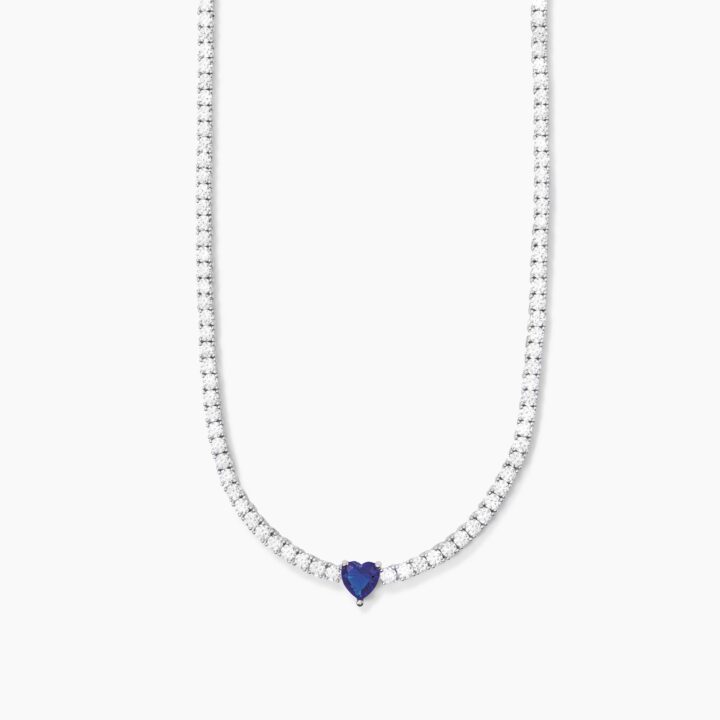 Girocollo Mabina tennis con zirconi e spinello blu cuore TENNIS CLUB