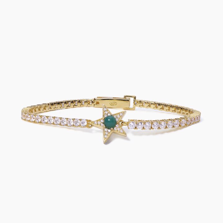 Bracciale Mabina tennis stella dorato con agata verde STARLET