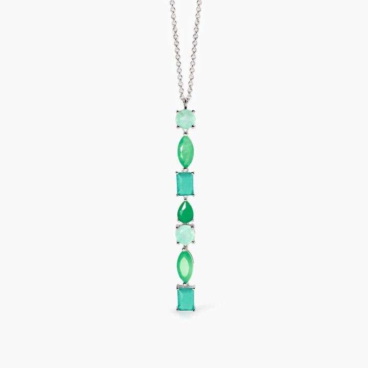 Girocollo Mabina con fusion stone glass verde pendente Santorini