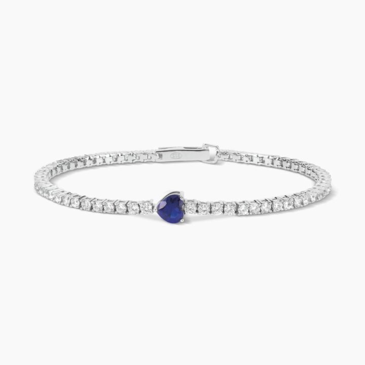 Bracciale tennis Mabina con zaffiro sintetico a cuore centrale TENNIS CLUB