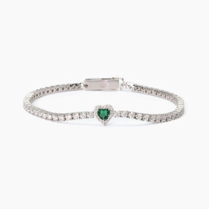 Bracciale tennis Mabina donna con smeraldo sintetico Love Affair