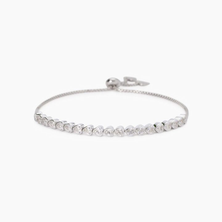 Bracciale Mabina con tennis di zirconi taglio cuore Pensiero Stupendo